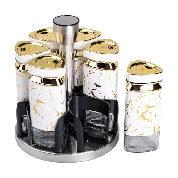 Набор баночек для специй 6 шт 120 мл карусель для хранения специй HP-1332 | Зображення 3