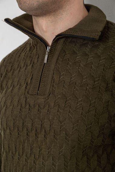 Светр чоловічий однотонний, колір хакі, 161R905 | Зображення 4