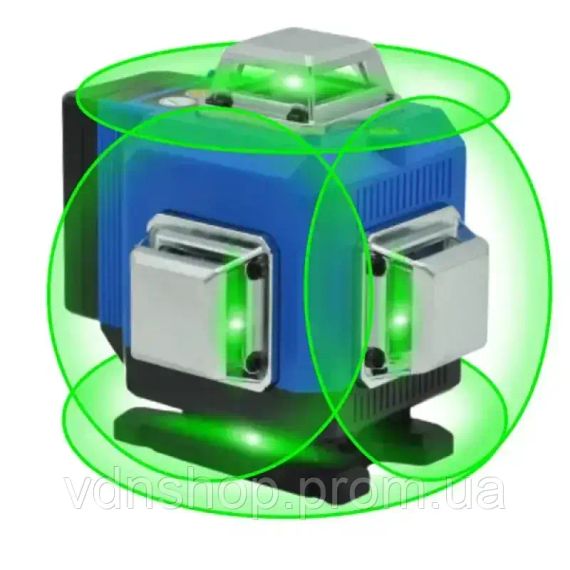 Лазерний 4D рівень акумуляторний -2 АКБ, 16 ліній, пульт дистанційного керування, цифровий дисплей, штатив, повний набір для | Зображення 4