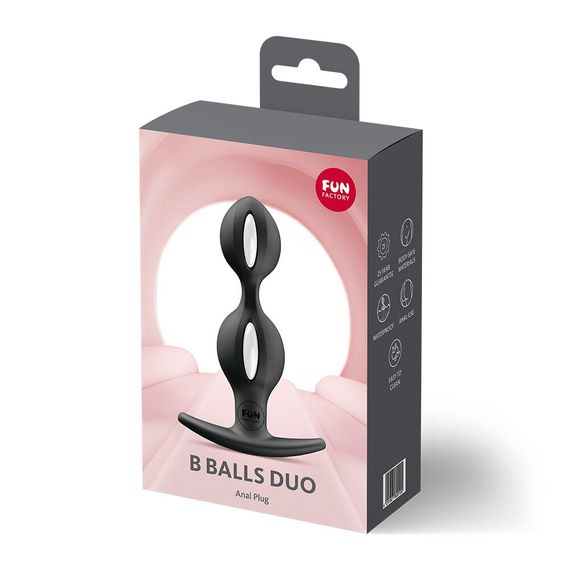 Анальные шарики Fun Factory B BALLS DUO Purple, эффект вибрации, диаметр 3,2 и 3,6 см, Черный | Зображення 3