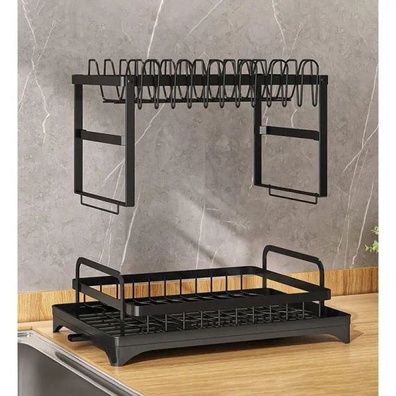 Сушилка для посуды JYG (двухъярусная, из нержавеющей стали), черная, товары для дома | Зображення 2