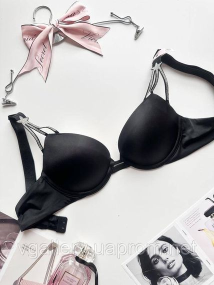 Комплект жіночої спідньої білизни Victoria's Secret Зshrf зі стразами —  75В, Чорний | Зображення 7