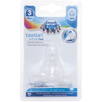 Соска Canpol babies EasyStart силиконовая с широким горлышком, быстрая 1 шт. (21/722) | Зображення 1