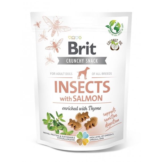 Ласощі для собак Brit Care Dog Crunchy Cracker Insects з лососем та білком комах 200 гр