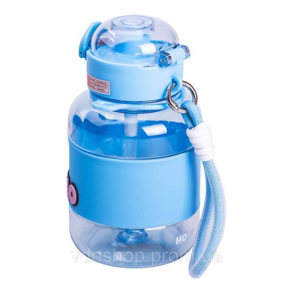 Бутылка для воды детская с трубочкой 680 мл с ручкой и ремешком Синяя HP-14-46BL | Зображення 4