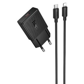 МЗП Hoco N72 Speed ultra-thin PD20W (1USB-C) + кабель Type-C to Lightning Black