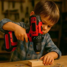 Аккумуляторный шуруповерт с набором инструментов и 2 акб li-ion 1.3ah, 24ВТ red