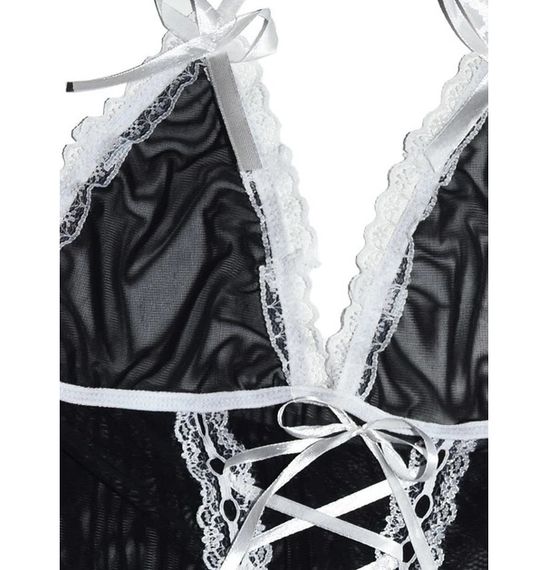 Искушение горничной — эротический костюм с кружевным фартуком и шнуровкой (XXL) | Зображення 9