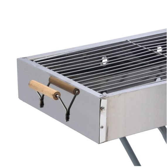 Переносний мангал із решіткою 80х78х30 см, BARBECUE TRAY 770SS, Сріблястий / Барбекшниця / Розкладний мангал барбекю | Зображення 6