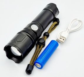 Ручной мощный аккумуляторный фонарь RB-237 противоударный фонарик с зумом Zoom P120 18650 Type-C