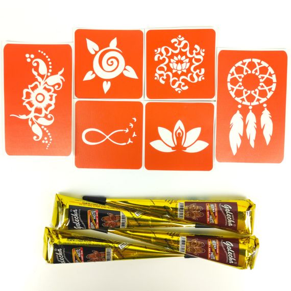 Набір хни з трафаретами для біо-тату №2 henna-set-02 | Зображення 2