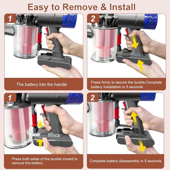 Аккумулятор для пылесоса Dyson V6 6000 мАч с 2 фильтрами для DC58, DC59, DC61, DC62, DC72, DC74, SV03–SV09 | Зображення 4