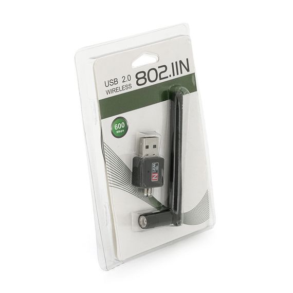 Бездротовий мережевий адаптер з антеною 10см 2DBI Wi-Fi-USB Merlion LV-UW02-2DB, 802.11bgn, 300MB, 2.4 GHz, | Зображення 1