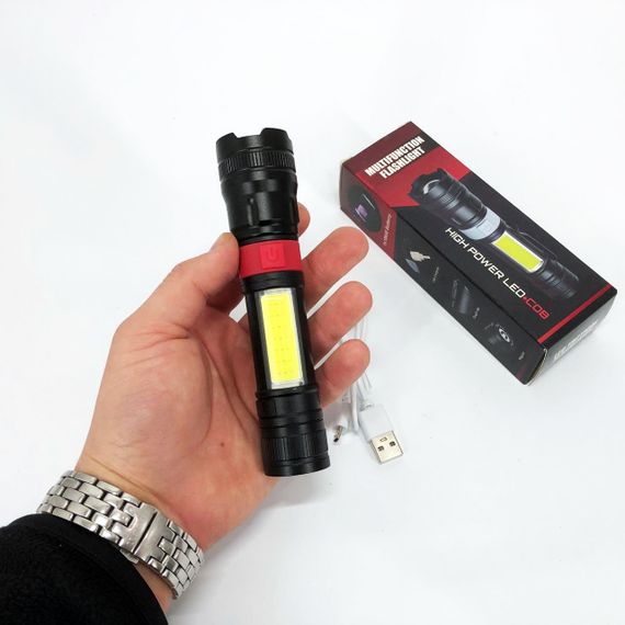 Ліхтар ручний акумуляторний PL-826-P70-COB(white+red), Портативний точковий ліхтар, Похідний ліхтарик | Зображення 4