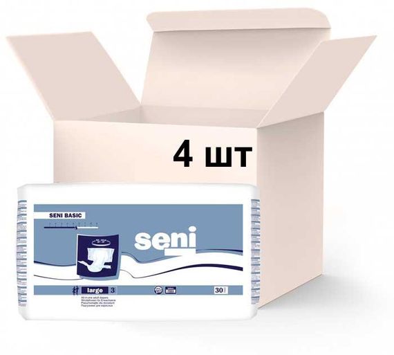 Упаковка підгузників для дорослих Seni Basic Large 4 пачки х 30 шт