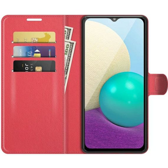Чохол книжка з кишенями для карт на Samsung Galaxy A02 колір Червоний | Зображення 2