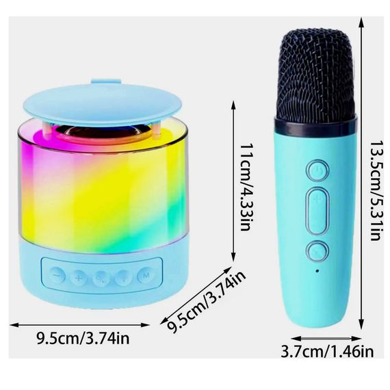 Портативная Bluetooth колонка K19 с подсветкой LED и двумя микрофонами для караоке Blue AU-15