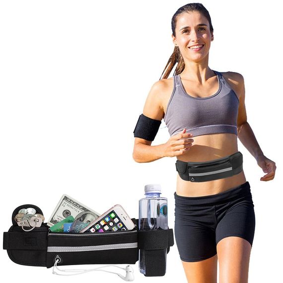 Сумка для бігу спортивна на пояс RunningBag з кишенею на пляшку Black (36156213) | Зображення 1