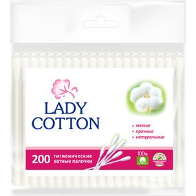Ватные палочки Lady Cotton в полиэтиленовом пакете 200 шт. (4820048487368) - Топ Продаж!