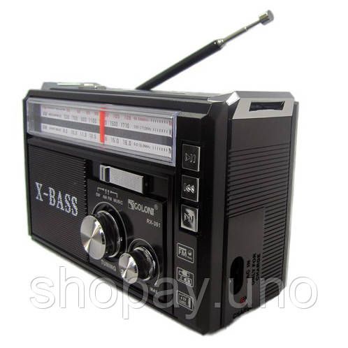 Радіоприймач портативне радіо Golon RX-381 акумуляторний ретро стовпчик usb sd mp3 fm. Колір: чорний | Зображення 2