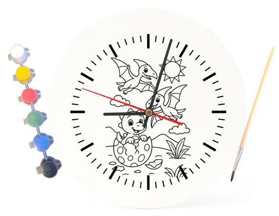 Детский набор для творчества часы раскраска Дети Динозавры 30 см (Г0052) | Зображення 3