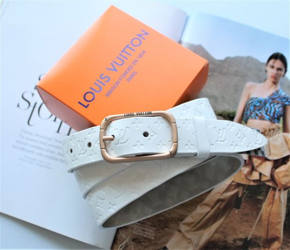 Женский кожаный ремень Louis Vuitton white