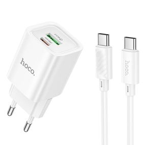МЗП Hoco C149A Charm PD30W+QC3.0 (1USB-A/1C) + кабель Type-C to Type-C White
