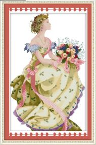 Набір для вишивання за нанесеною на канву схемою "Spring queen".  AIDA 14CT printed, 41*59 см. БІСЕР