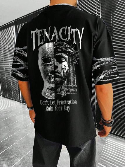 Футболка мужская с принтом повседневная S Черная