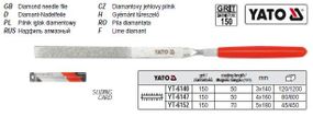 Надфіль алмазний алмазний плоский l=180/70 мм b=5 мм YATO-6152