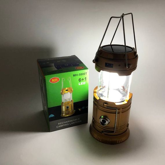 Кемпинговый фонарь c солнечной панелью, Многофункциональный led фонарь, Лампа для кемпинга яркая | Зображення 1