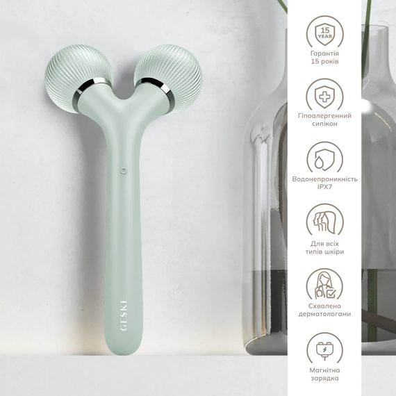 Електронний ультразвуковий ролик для обличчя та тіла GESKE Sonic Facial&Body Roller 4в1 magenta, Зелений | Зображення 2