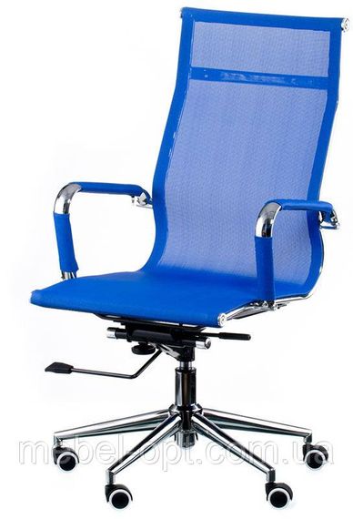 Крісло офісне Solano mesh blue репліка крісла Eames Style HB Ribbed Office Chair EA 119