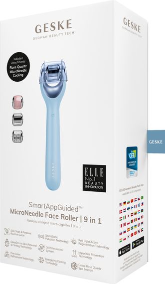 Електронний ролер для обличчя з мікроголками GESKE MicroNeedle Face Roller 9в1 aquamarine | Зображення 7