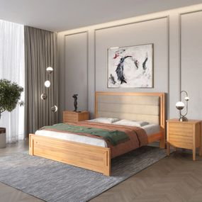 Полуторне дерев&#039;яне ліжко Mebigrand Торонто Т5 Вільха/Аляска 23 (бежевий) 120х200 см (MBG-10550)