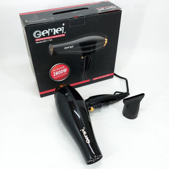 Фен Gemei GM-1765 Професійний фен для волосся дві швидкості та три режими для сушіння та укладання волосся | Зображення 1