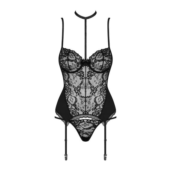 Корсет з пажами для панчох Obsessive Diyosa та трусиками в комплекті, чорний, S/M sexstyle | Зображення 4