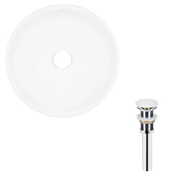 Комплект Qtap Owl: Раковина накладна кругла 400х400х155 мм White + Донний клапан PU02 (QT1911K53WN47319)