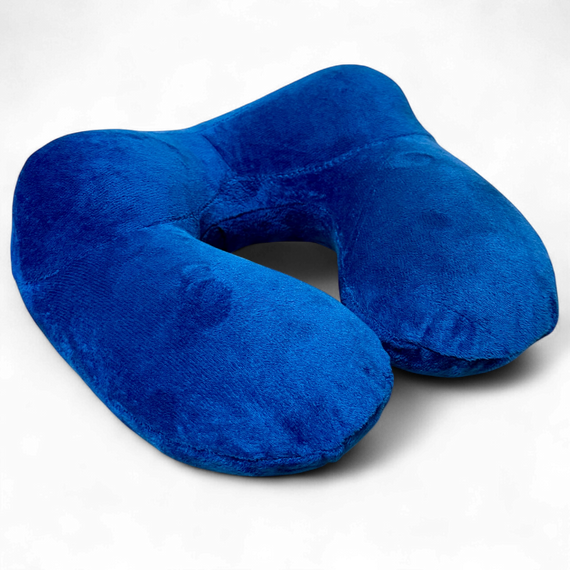 Надувная подушка-подголовник Pillow для путешествий велюровая - Dark Blue