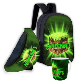 Набір дитячий Майнкрафт Кріпер "Minecraft" рюкзак 36х27см сумка-бананка, кружка з принтом для хлопчика (01553)