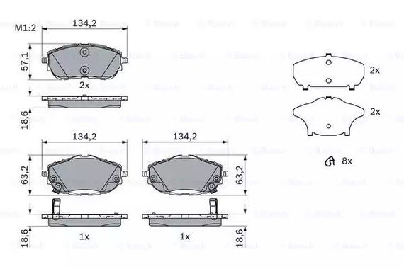 Колодки гальмівні дискові TOYOTA AURIS 1.3-2.0 2012-,COROLLA 1.33-1.8 2013- передн.  BOSCH (0986494676) | Зображення 6