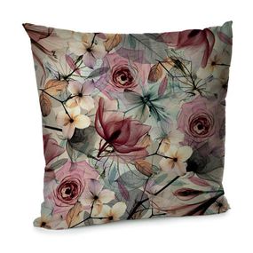 Подушка диванная с бархата Цветы 45x45 см (45BP_ORG017)