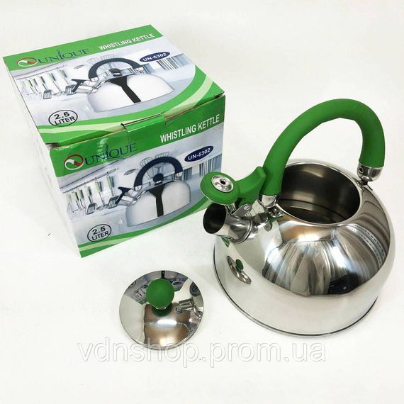 Хороший чайник со свистком Unique, Чайник с эргономичной ручкой метталический газовый GN-38 | Зображення 5