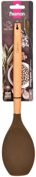 Ложка сервірувальна (кухарська) Fissman Chef's Tools 31.5см силікон, шоколадний | Зображення 2