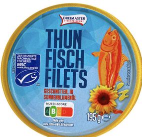 Тунец цельными кусочками в масле Dreimaster, 195г, Германия, в жестяной банке