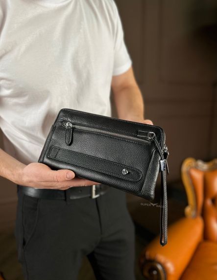 Чорний гаманець-клатч на дві блискавки із  натуральної шкіри Marco Coverna МС8747-3 | Зображення 1