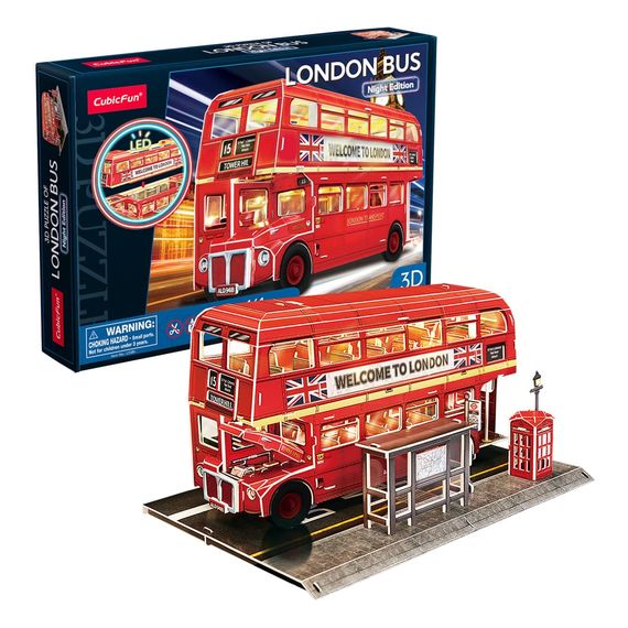 Пазл Cubic Fun Тривимірна головоломка-конструктор City Line Лондонський автобус з LED підсвіткою (L538h) | Зображення 5