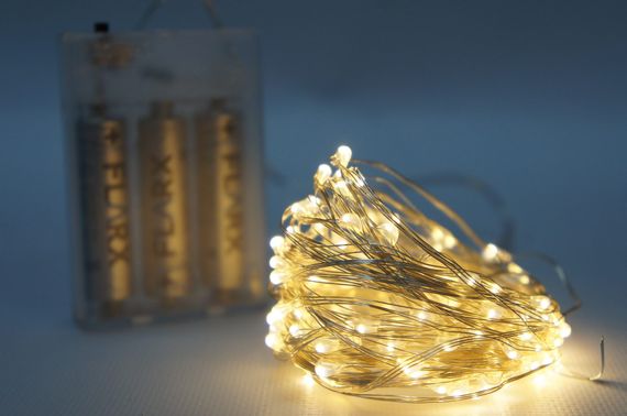 Светодиодная гирлянда Роса 50 LED 5м теплый белый на батареках