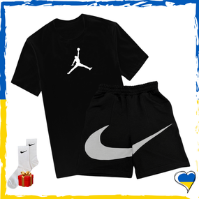 Комплект шорти Nike Big Swoosh та футболка Jordan. Комплект Найк Біг Свуш Чорний XS/S