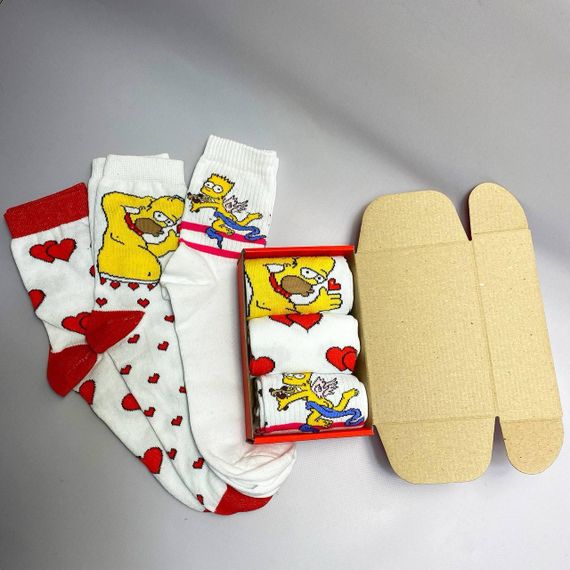 Подарочный набор мужских носков в коробке размер 40-45 3 пары цвет белый ч3бокс025 | Зображення 1